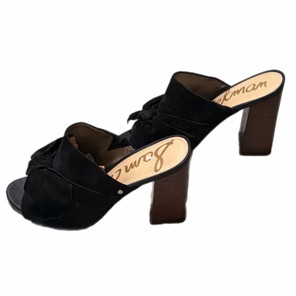 Sam Edelman Sandals Womens 8.5M Black Suede Bow Heel Open Toe YUMI Chic Party - Picture 15 of 16
